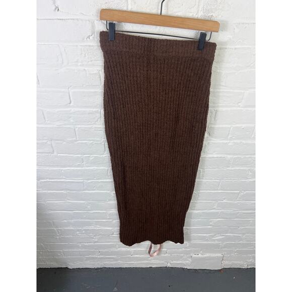House of CB Women's Sloane Bouclé Knit Maxi Skirt Chocolate Brown Size M NWT - Picture 7 of 9